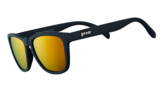 Goodr Whiskey Shots With Satan sunglasses